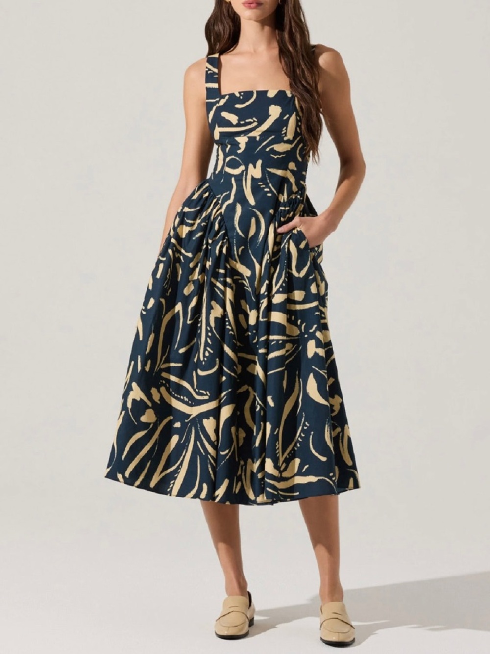 ASTR Vinya Drop Waist Midi Dress